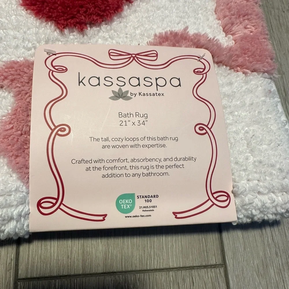 Kassaspa Hearts Bows Plush Bath Mat Rug 21”x34”